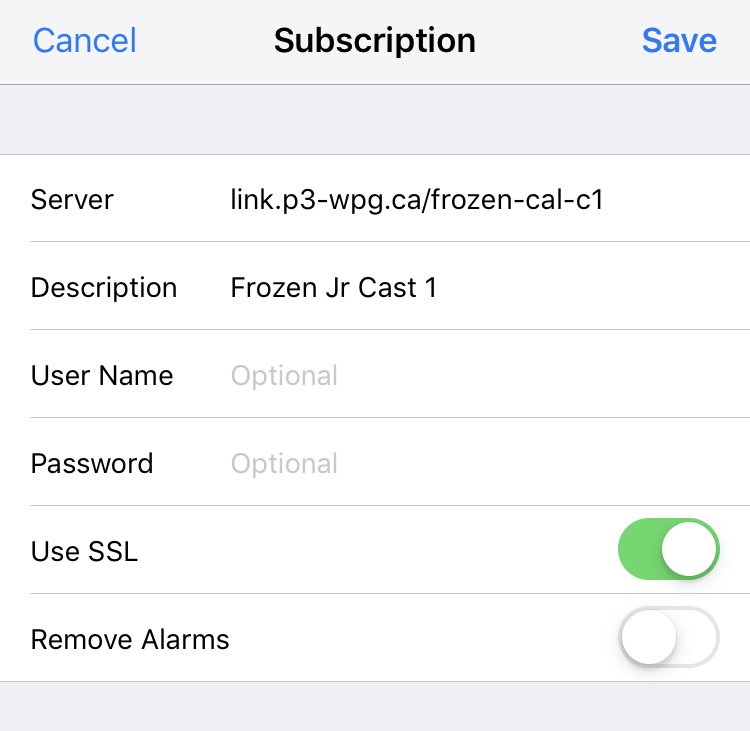 Add Subscribed Calendar Confirmation